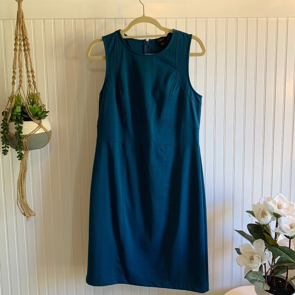 Ann Taylor Teal Blue Sheath Dress sz 10